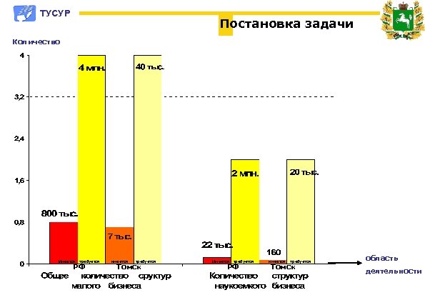 ТУСУР Постановка задачи Количество Имеется требуется РФ имеется требуется Томск область деятельности 