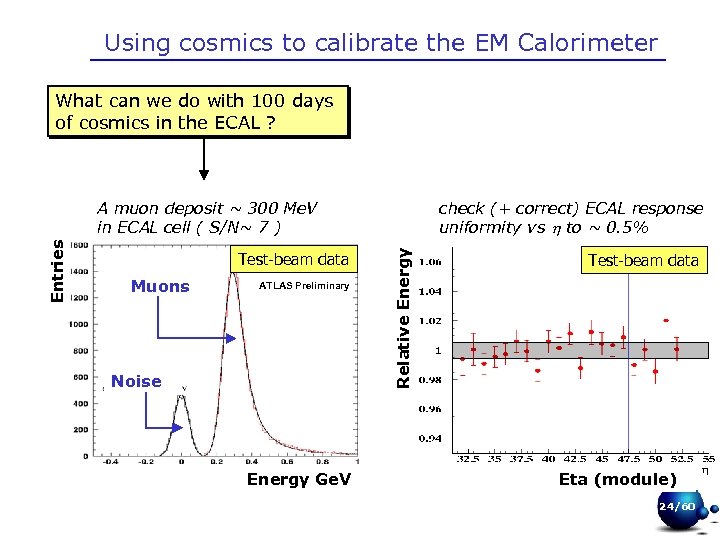 Using cosmics to calibrate the EM Calorimeter What can we do with 100 days