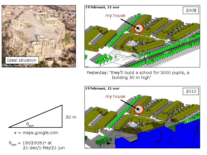 2008 my house Ideal situation Yesterday: ‘they’ll build a school for 3000 pupils, a