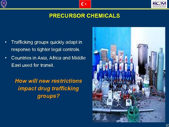 PRECURSOR CHEMICALS • Trafficking groups quickly adapt in response to tighter legal controls. •
