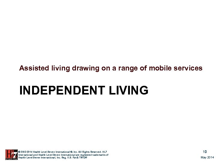 Assisted living drawing on a range of mobile services INDEPENDENT LIVING © 2002 -2014