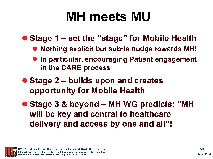 MH meets MU l Stage 1 – set the “stage” for Mobile Health l
