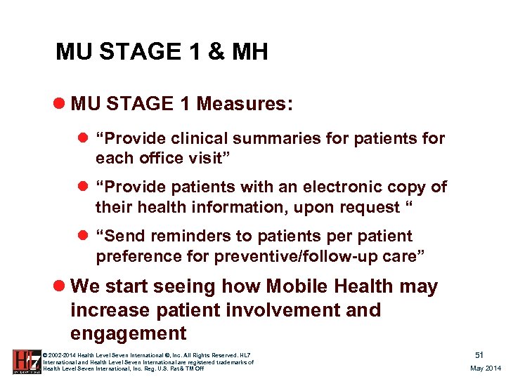 MU STAGE 1 & MH l MU STAGE 1 Measures: l “Provide clinical summaries