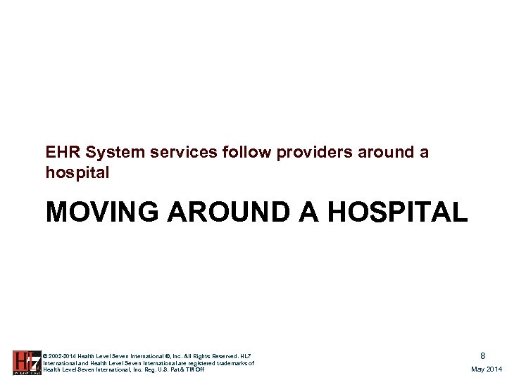 EHR System services follow providers around a hospital MOVING AROUND A HOSPITAL © 2002