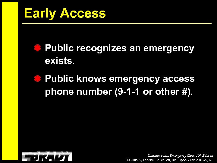 Early Access Public recognizes an emergency exists. Public knows emergency access phone number (9