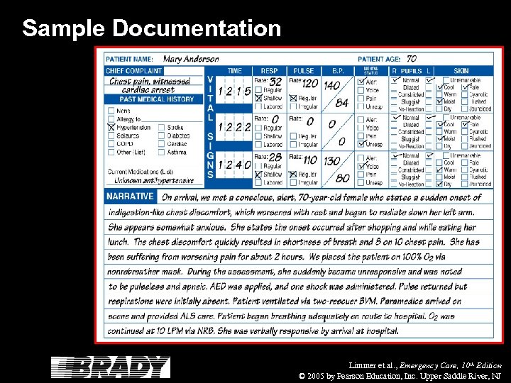 Sample Documentation Limmer et al. , Emergency Care, 10 th Edition © 2005 by