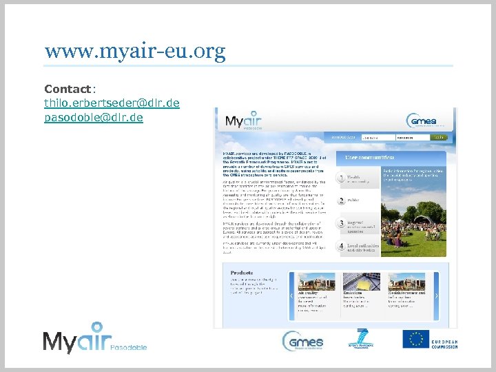 www. myair-eu. org Contact: thilo. erbertseder@dlr. de pasodoble@dlr. de 