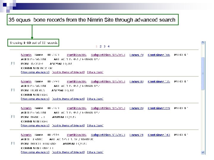 35 equus bone records from the Nimrin Site through advanced search 