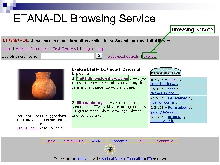 ETANA-DL Browsing Service 