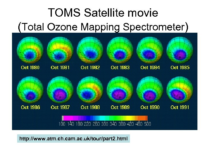 TOMS Satellite movie (Total Ozone Mapping Spectrometer) http: //www. atm. ch. cam. ac. uk/tour/part