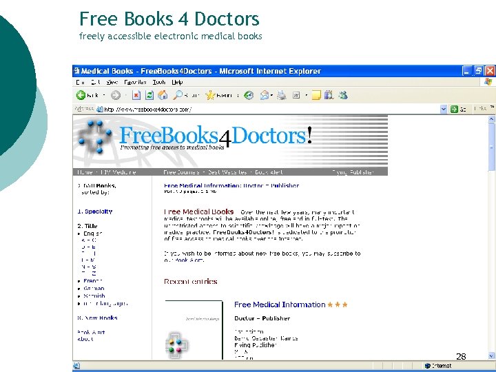 Free Books 4 Doctors freely accessible electronic medical books 28 