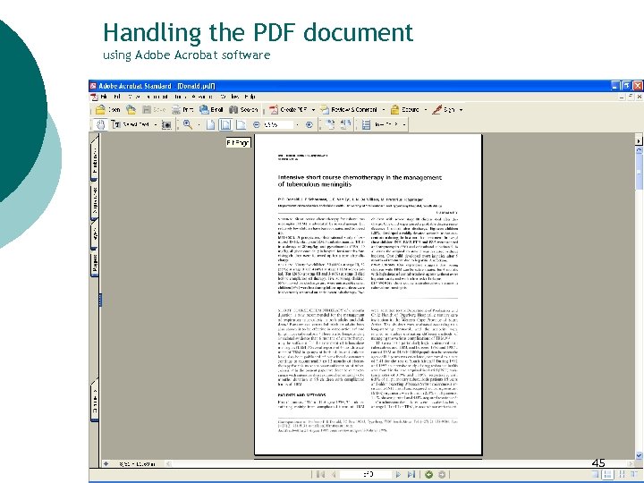 Handling the PDF document using Adobe Acrobat software 45 