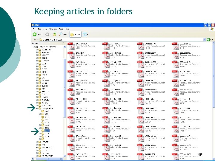 Keeping articles in folders 49 