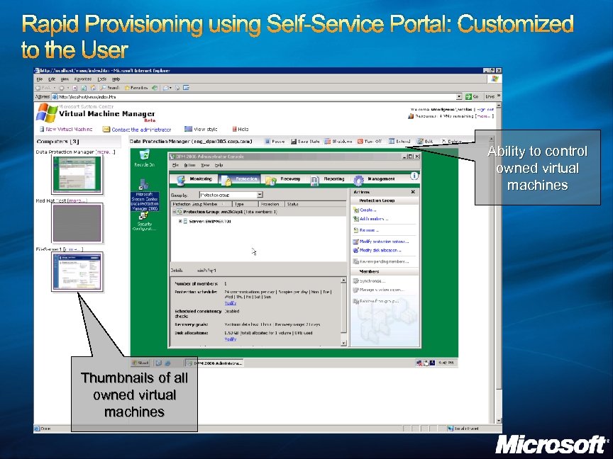 Rapid Provisioning using Self-Service Portal: Customized to the User Ability to control owned virtual