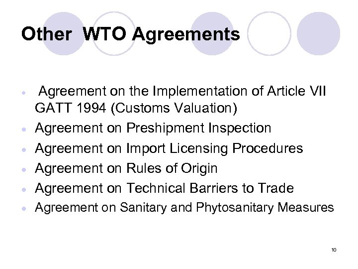 Other WTO Agreements · Agreement on the Implementation of Article VII GATT 1994 (Customs