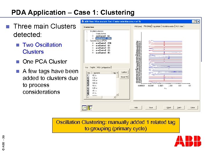 PDA Application – Case 1: Clustering n Three main Clusters detected: n Two Oscillation