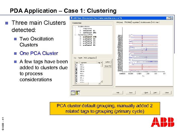 PDA Application – Case 1: Clustering n Three main Clusters detected: n Two Oscillation