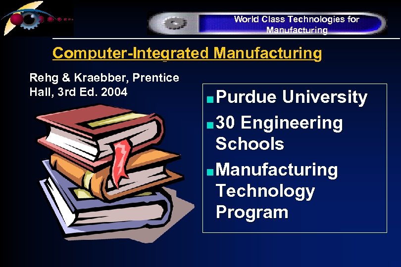 World Class Technologies for Manufacturing Computer-Integrated Manufacturing Rehg & Kraebber, Prentice Hall, 3 rd