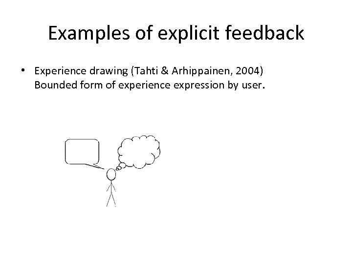 Examples of explicit feedback • Experience drawing (Tahti & Arhippainen, 2004) Bounded form of