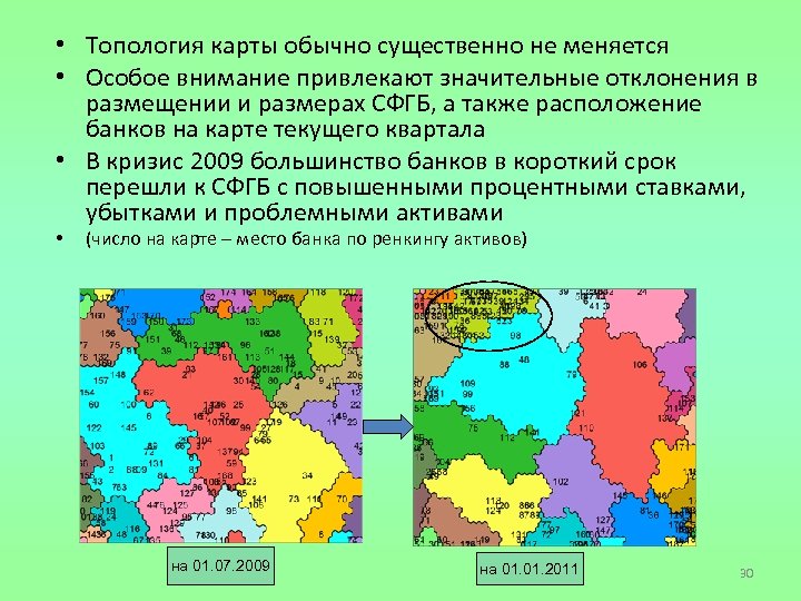  • Топология карты обычно существенно не меняется • Особое внимание привлекают значительные отклонения
