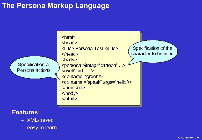 The Persona Markup Language Specification of Persona actions <html> <head> Specification of the <title>