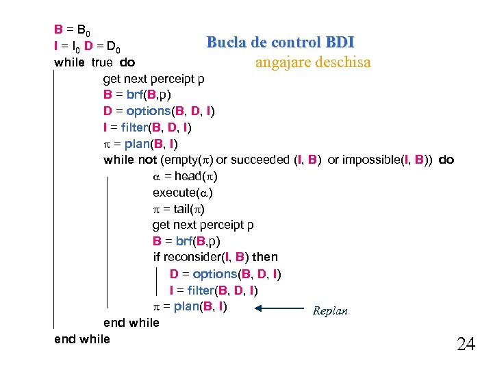  B = B 0 Bucla de control BDI I = I 0 D