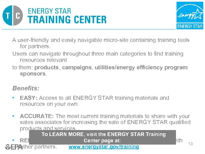 A user-friendly and easily navigable micro-site containing training tools for partners. Users can navigate