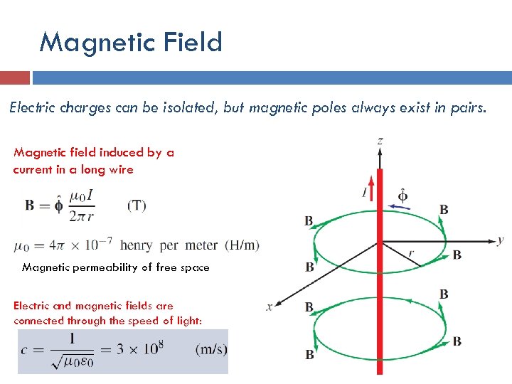 Magnetic Field Electric charges can be isolated, but magnetic poles always exist in pairs.