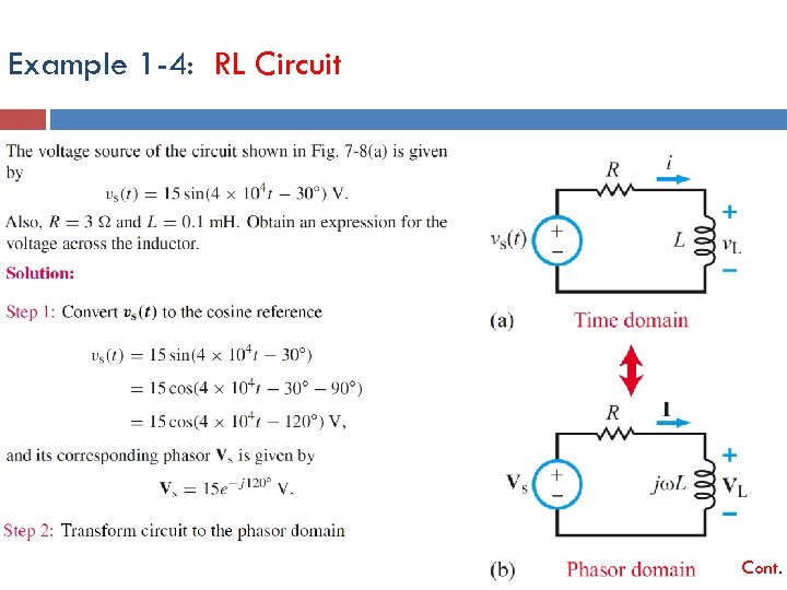 Example 1 -4: RL Circuit Cont. 