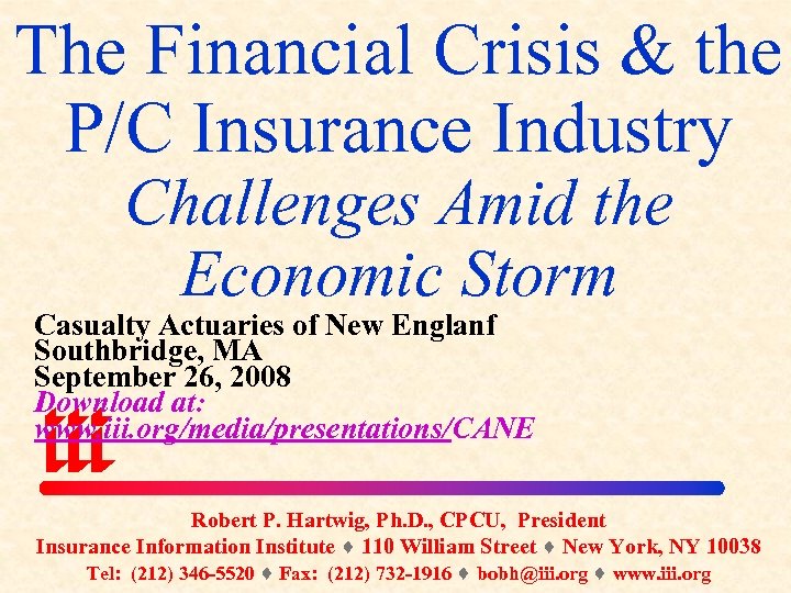 The Financial Crisis & the P/C Insurance Industry Challenges Amid the Economic Storm Casualty