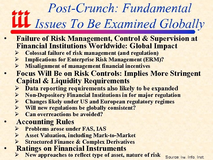 Post-Crunch: Fundamental Issues To Be Examined Globally • • Failure of Risk Management, Control