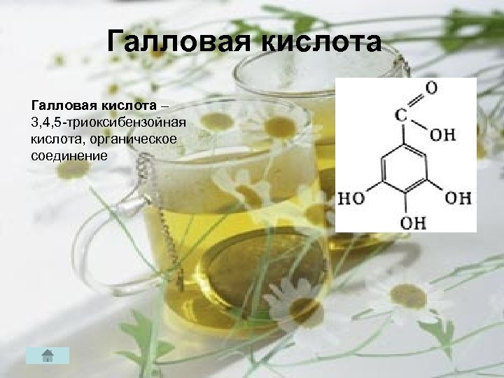 Галловая кислота – 3, 4, 5 триоксибензойная кислота, органическое соединение 