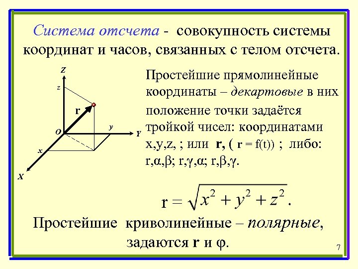 Система отсчета состоит из