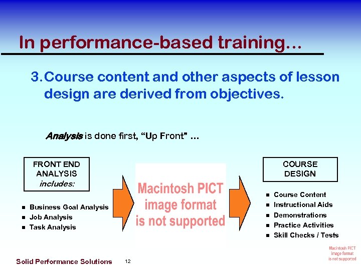 In performance-based training. . . 3. Course content and other aspects of lesson design