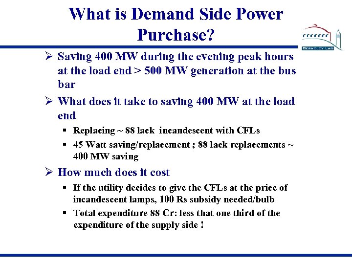 What is Demand Side Power Purchase? Saving 400 MW during the evening peak hours