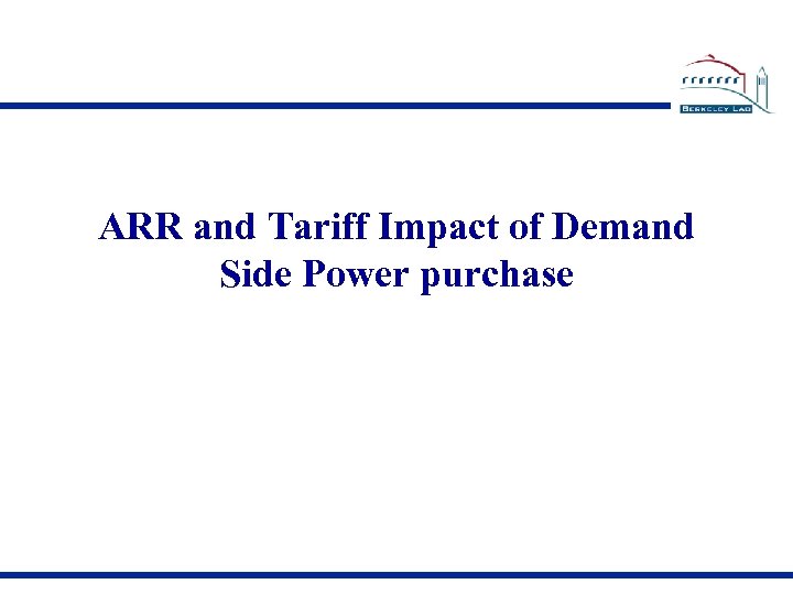 ARR and Tariff Impact of Demand Side Power purchase 
