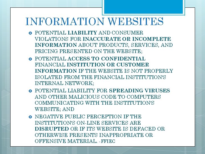 INFORMATION WEBSITES POTENTIAL LIABILITY AND CONSUMER VIOLATIONS FOR INACCURATE OR INCOMPLETE INFORMATION ABOUT PRODUCTS,
