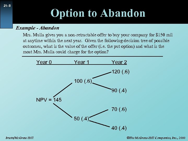 21 - 8 Option to Abandon Example - Abandon Mrs. Mulla gives you a