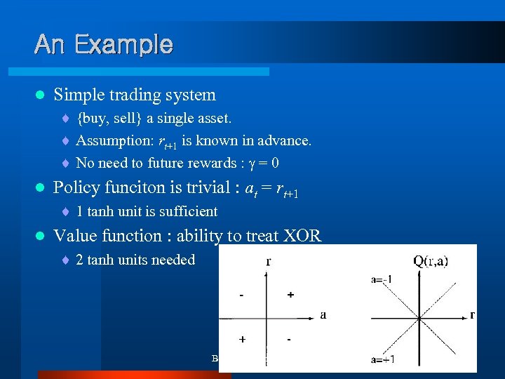 An Example l Simple trading system ¨ {buy, sell} a single asset. ¨ Assumption: