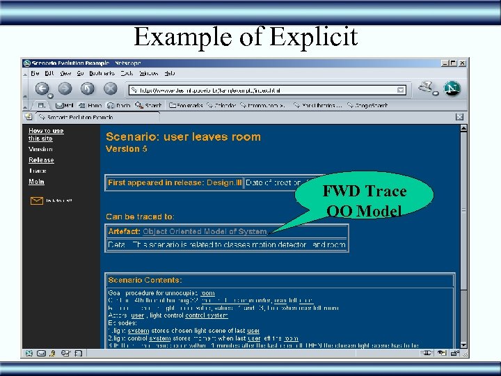 Example of Explicit FWD Trace OO Model 41 
