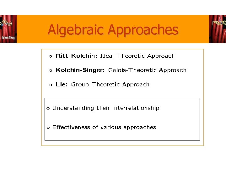 Algebraic Approaches 