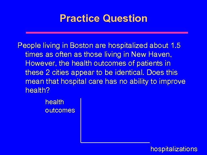 Practice Question People living in Boston are hospitalized about 1. 5 times as often