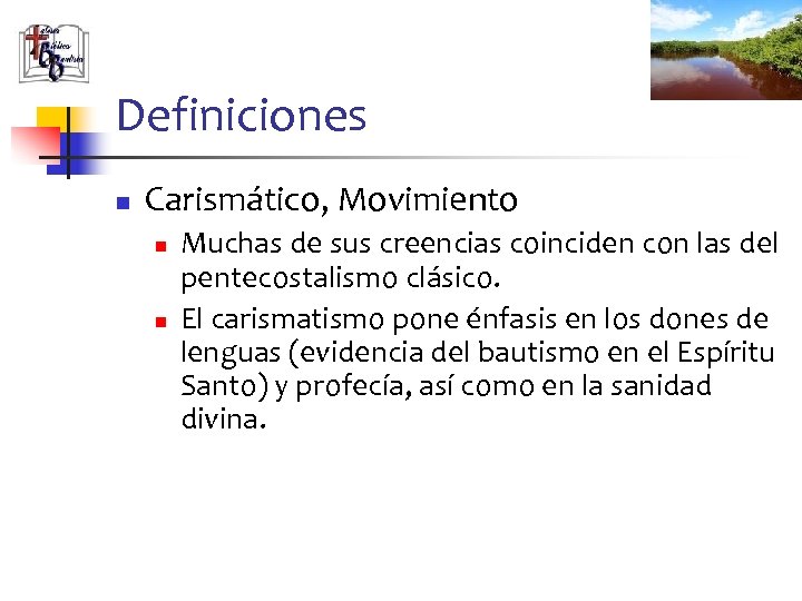 Definiciones n Carismático, Movimiento n n Muchas de sus creencias coinciden con las del