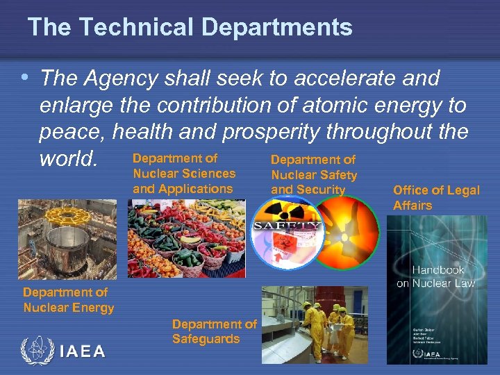 The Technical Departments • The Agency shall seek to accelerate and enlarge the contribution