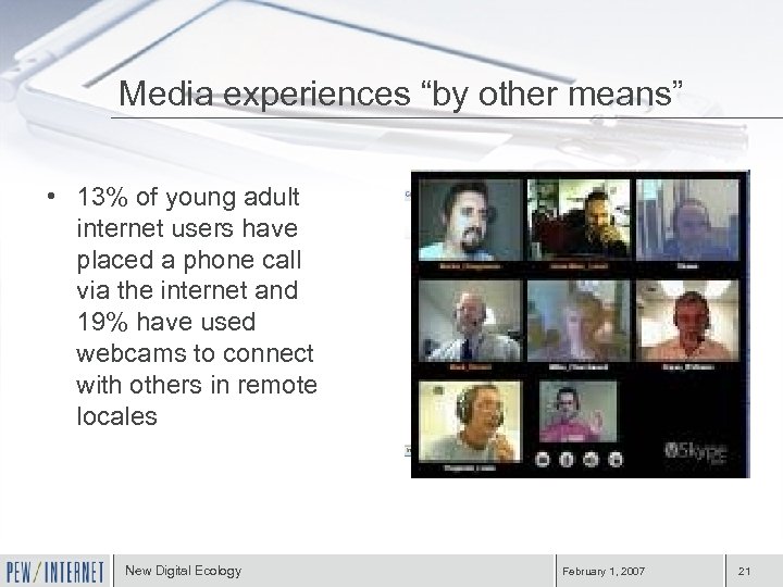 Media experiences “by other means” • 13% of young adult internet users have placed