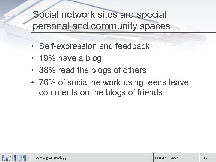 Social network sites are special personal and community spaces • • Self-expression and feedback