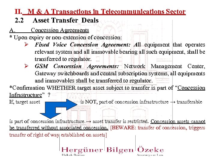 II. M & A Transactions in Telecommunications Sector 2. 2 Asset Transfer Deals A.