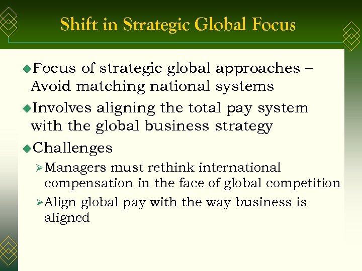 Shift in Strategic Global Focus u. Focus of strategic global approaches – Avoid matching