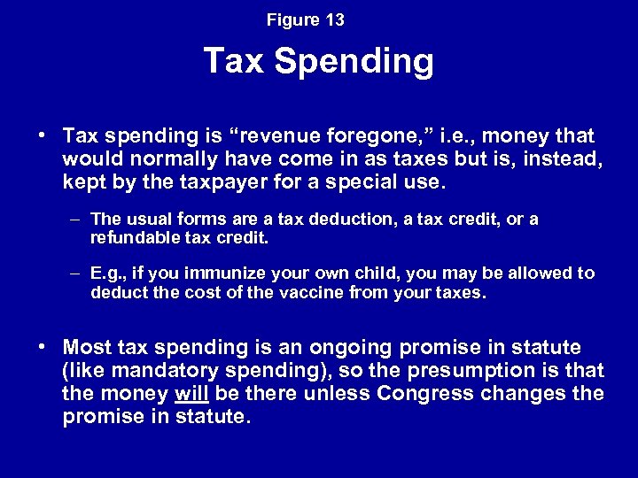 Figure 13 Tax Spending • Tax spending is “revenue foregone, ” i. e. ,