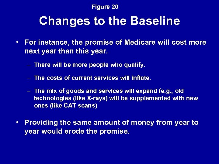 Figure 20 Changes to the Baseline • For instance, the promise of Medicare will